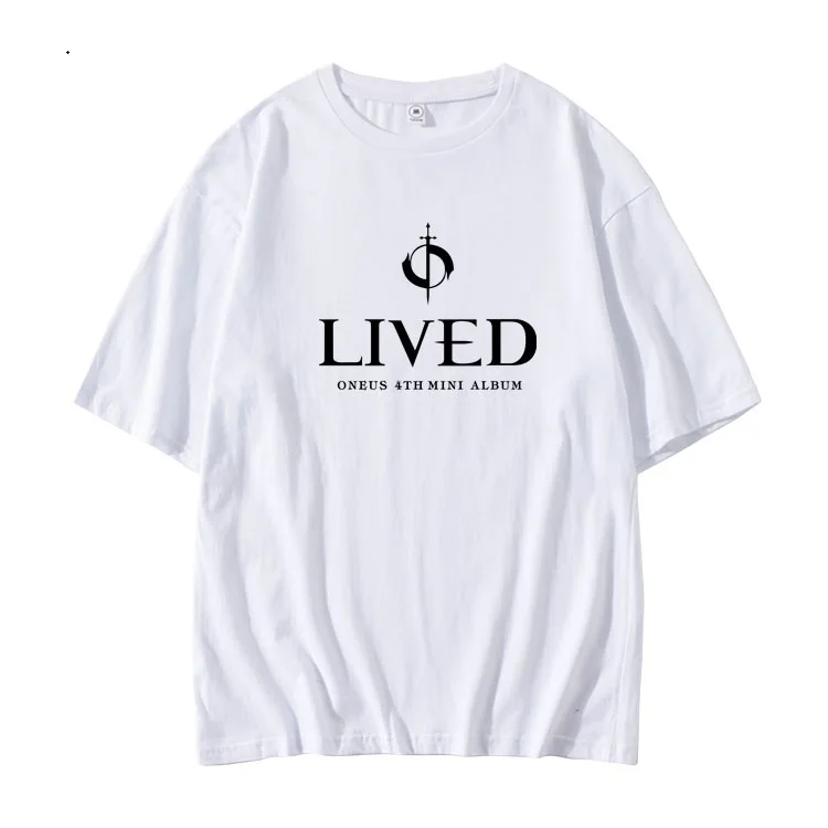 Summer style kpop oneus album lived same printing o neck short sleeve t shirt unisex fashion loose t-shirt 5 colors