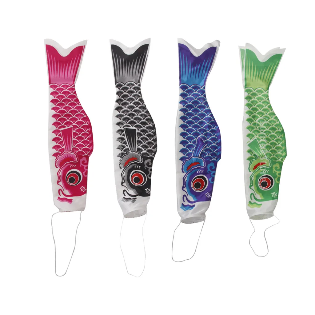 4x Koinobori Sock Satin Decoration Colorful Outdoor Kite Boat Gardens