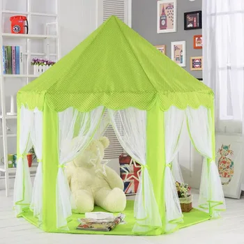 

Girls Indoor Princess Tent Kids Home Durable Cosplay Hexagon Design Toy With Lace Edge Assemble Cute Lightweight Playhouse