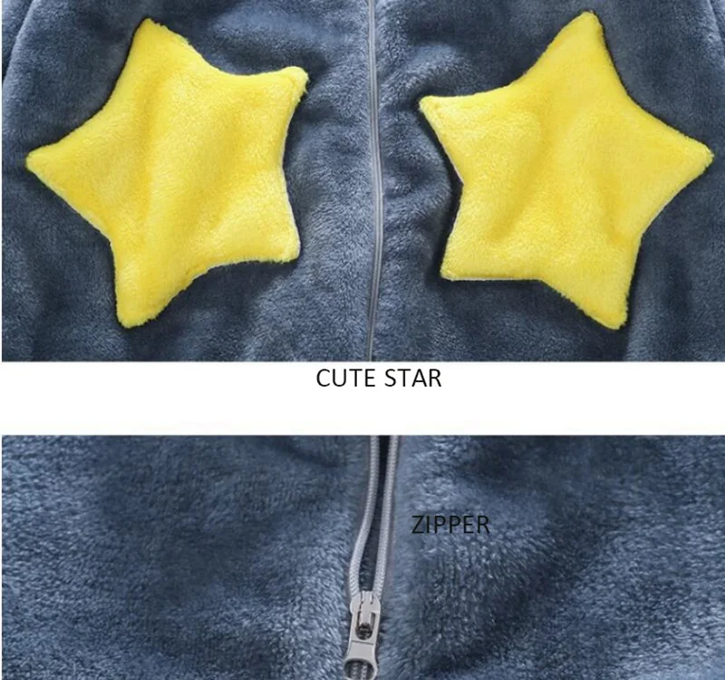 CROAL CHERIE Fashion Fleece Kids Boys Romper Jumpsuit Cute Star Kids Girls Boys Romper Children Warm Sleeping Home Clothing   (5)