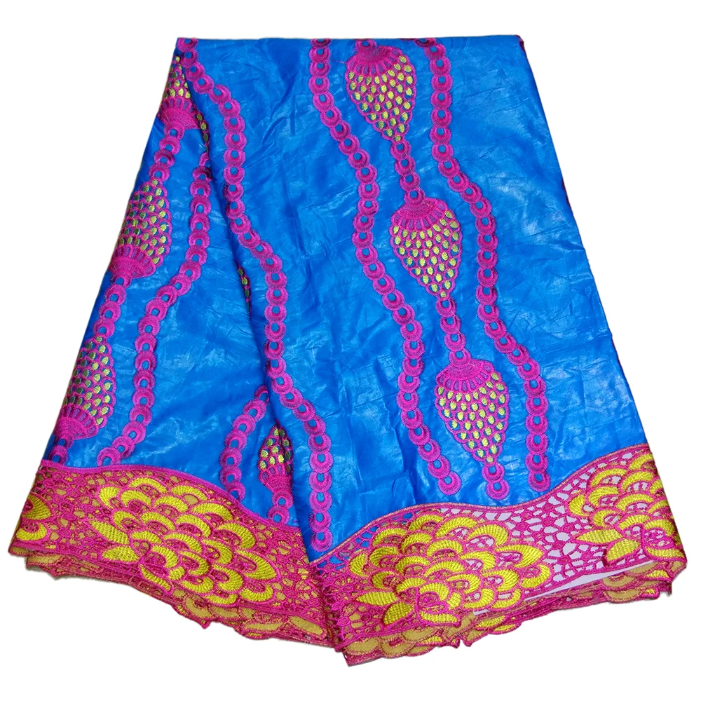 Pink High Quality Bazin Riche Getzne Fabric Pine Cones Embroidery Cotton African Wax Fabric - Color: Pink