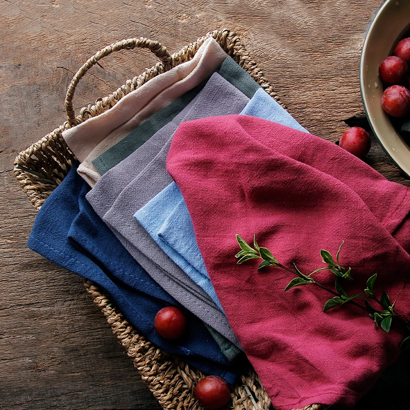 Linen Kitchen Napkin Tea Set 30 * 40cm Soft Absorbent Nordic Simple 5pcs Hot Sale 100% Linen