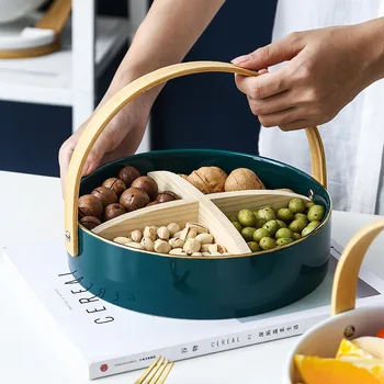 

snacks plates ceramic fruit tray, fruit basket, dried fruit tray with handle, divided snack tray cake stand dessert plate