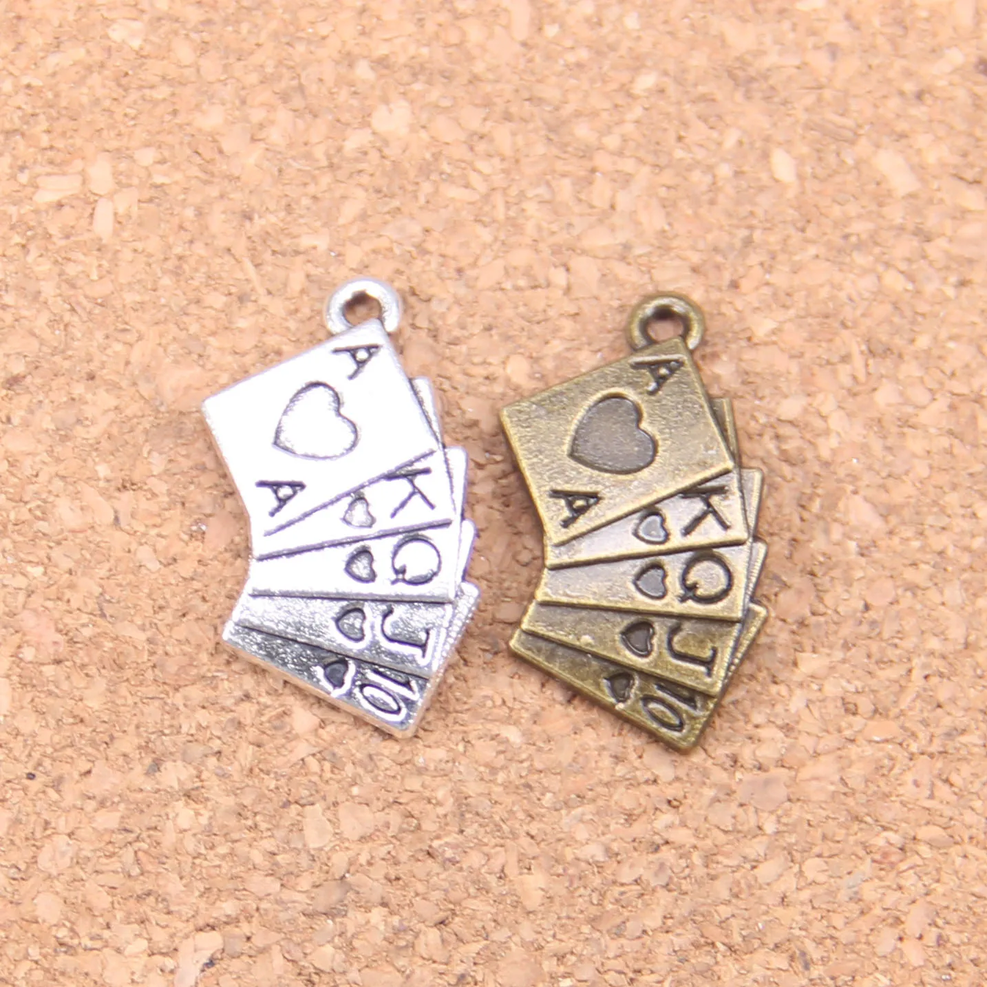 18 Uds Charms naipes poker train seqence 24x13mm colgantes antiguos, joyería de plata tibetana Vintage, DIY para collar de pulsera