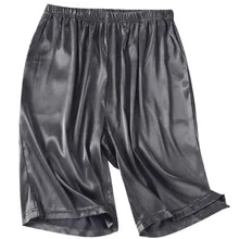 Summer Men's Home Solid Silk Satin Pajamas Shorts Pyjamas Boxers Short Sleep Bottoms Nightwear Comfortable Sleepwear