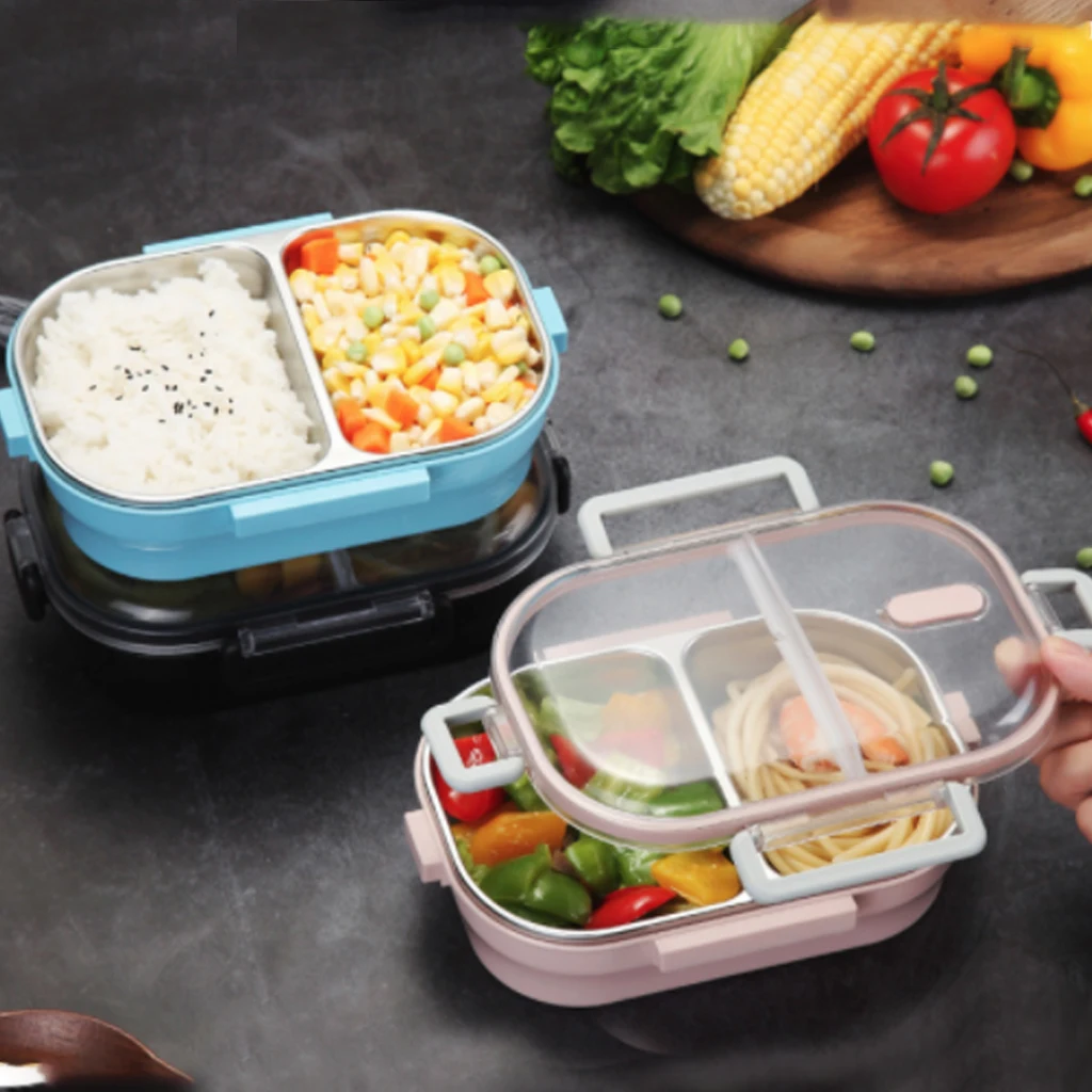 

Japanese Microwave Bento Box Stainless Steel Child Lunch Box Leak-Proof Bento Lunch Box For Kids 2 Layer School Food Container