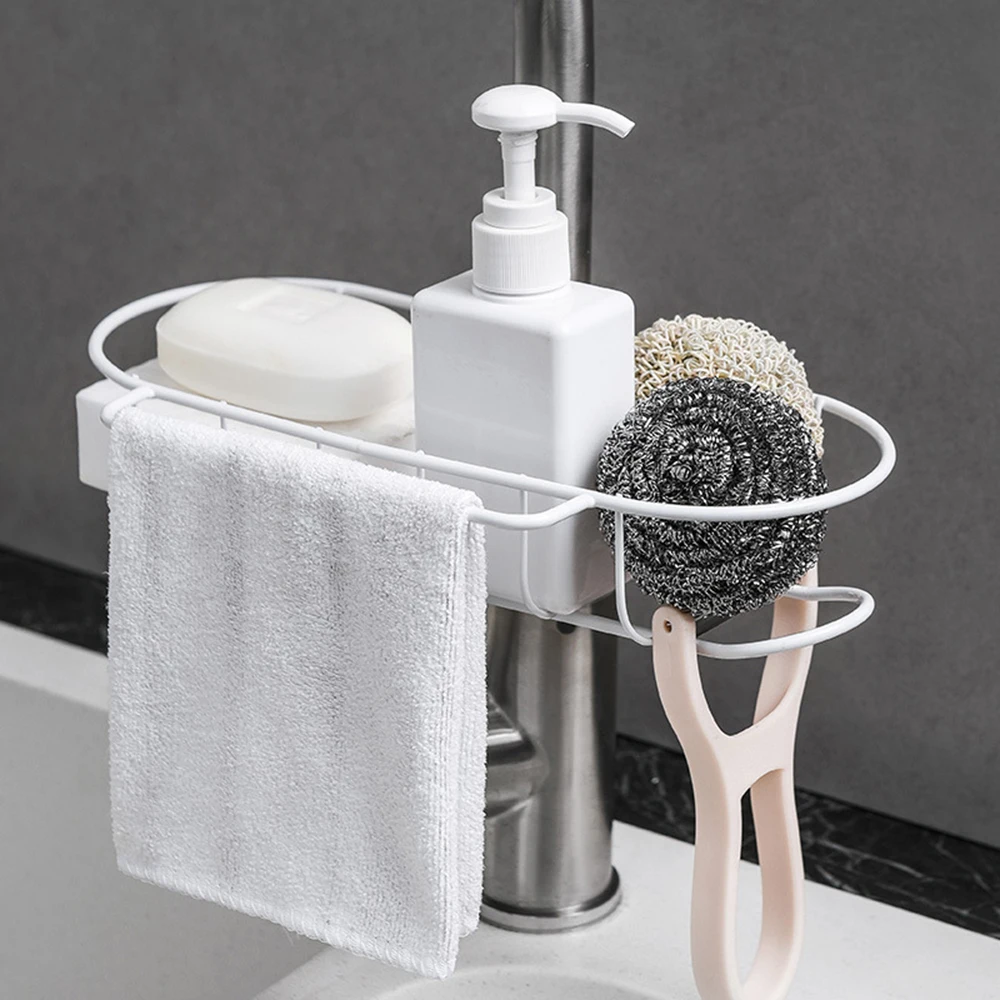 Bathroom Faucet Drain Rack Pool Storage Rack Large Kitchen Supplies Sink Sponge Rag Drain Rack Kitchen Accessories Organizer
