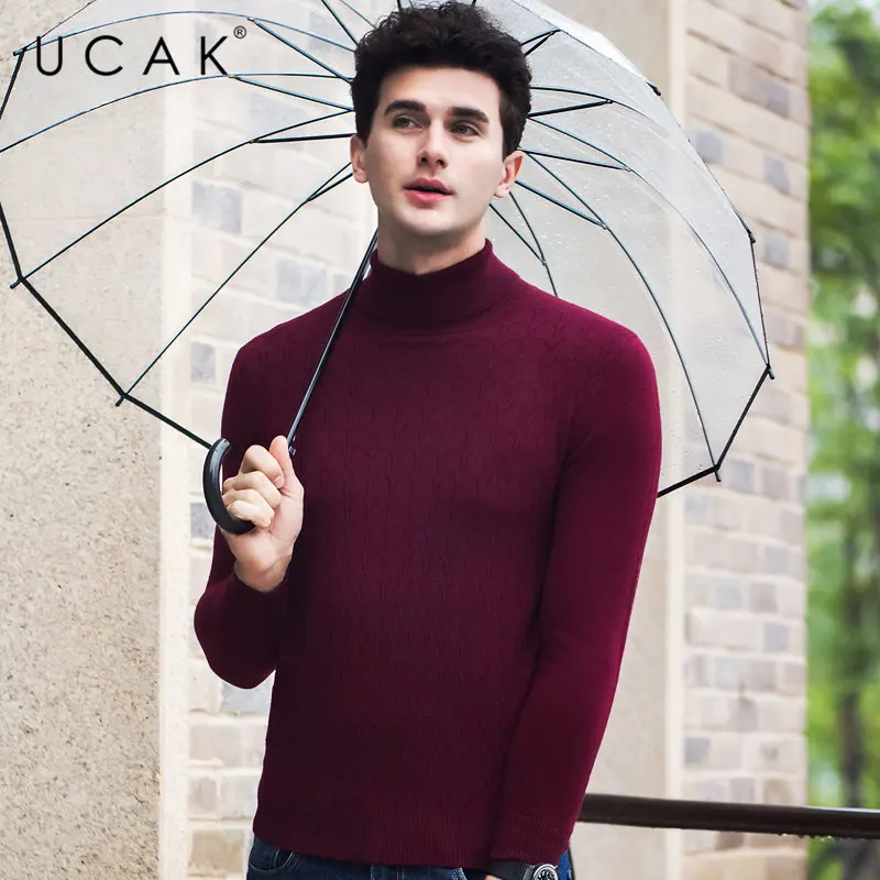 UCAK Brand 100% Merino Wool Sweater Men 2019 Autumn Winter New Arrival Fashion Turtleneck Cashmere Pull Homme Pullover Men U3058 UCAK Brand 100% Merino Wool Sweater Men 2019 Autumn Winter New Arrival Fashion Turtleneck Cashmere Pull Homme Pullover Men U3058