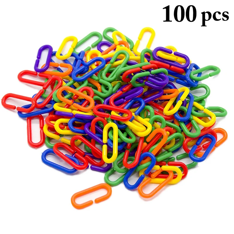 30/100pcs Bird Toys Parrot C-clip Toy Plastic C-link Hook African Grey Conure Cockatiel Link Chain | Дом и сад