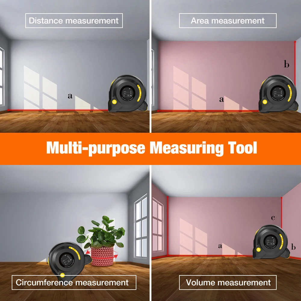 3 In 1 40m Laser Rangefinder 5m Laser Tape Measure Curved Distance Meter Digital Ruler Measurement With LCD Display