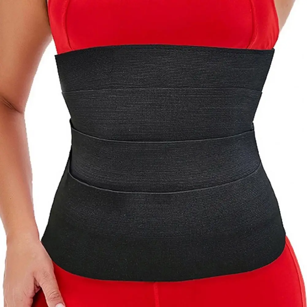Black Women Bandage Wrap Adjustable Back Brace Nylon Wrapped Lumbar Support Belt Sports