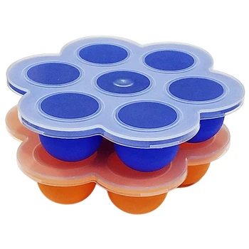 

Silicone Egg Bites Molds for Instant Pot Accessories Baby Food Freezer Tray with Lid - Reusable Storage Container - 2 Pack (Oran