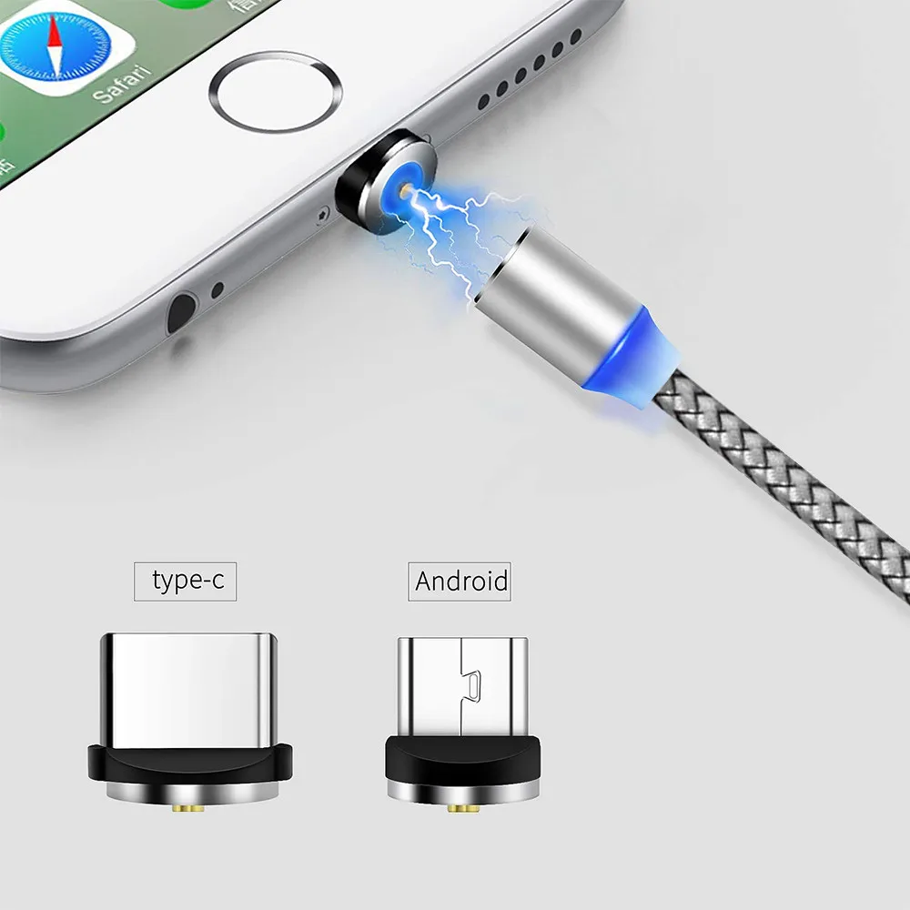 1 м светодиодный магнитный кабель для huawei honor 20 Pro 9 10 lite p smart P8 P9 Быстрая зарядка Micro usb type C кабель Adatper зарядное устройство