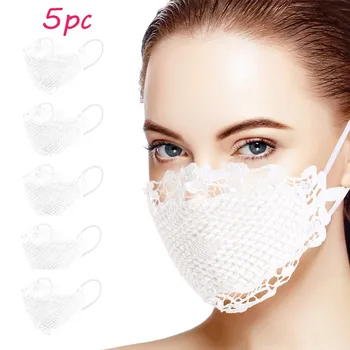

5pcs Lace Breathable Face Mask Mascarilla Mascarar Applique Washable Reusable Mouth Faceshields Masque Mondkapjes Masks #23