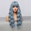 GEMMA longue vague d'eau bleu haute température perruques pour noir blanc femmes Afro Cosplay partie quotidienne synthétique cheveux perruques avec frange ► Photo 3/6