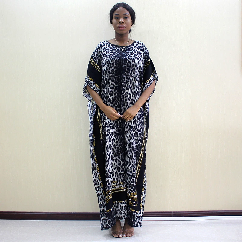 Dashikiage Fashion Design African Dashiki O-Neck Leopard Pattern Print African Plus Size Mama Dresses For Party