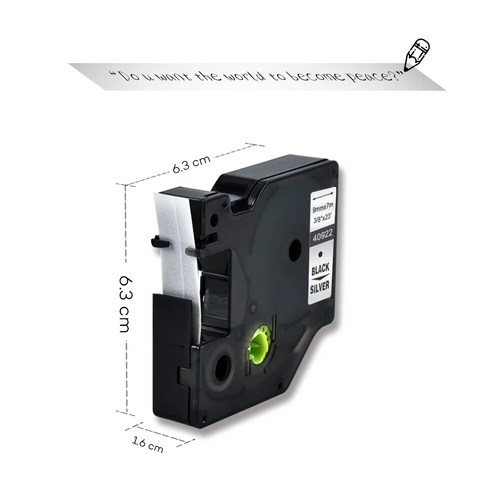 Yance 40922 검정색 라벨 테이프 호환 Dymo D1 라벨 프린터 DYMO LM160 LM280 DYMO PNP 용 9mm 라벨 메이커 테이프