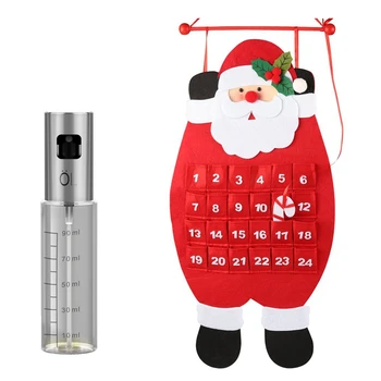 

1 Set Olive Oil Sprayer Mister Oil Dispenser Bottle 90Ml, Premium Glass Oil Vinegar Soy Sauce Dispenser & 1Pcs Santa Christmas A