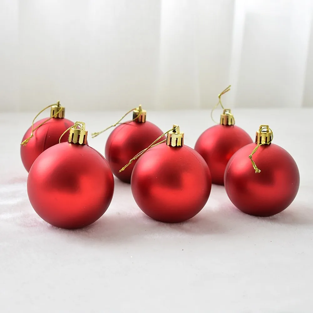 6CM Red 6 шт. Рождественские елочные шары для украшения матовые красные золотые серебряные шары висячие украшения DIY Рождественские елочные украшения Подвески - Цвет: 6CM Red