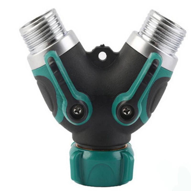 Garden 2-Way Distributor Water Flow Zinc Alloy Y Hose Splitters Connector Regulable Practical Faucet Garden Water Connectors