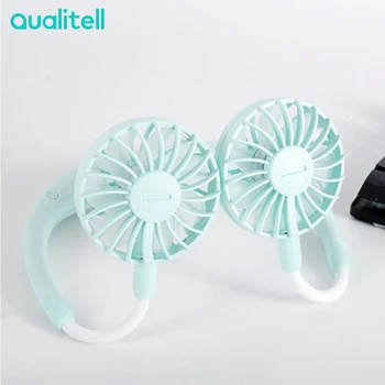 

Qualitell Neck Fan Rechargeable Fashion Design Collar Fan Rechargeable Battery Ultra Quiet Wind Wearable Fan Handheld Cooler