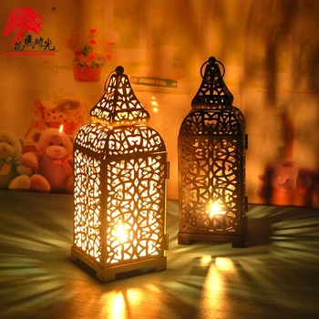 

Nordic Candle Holders Iron Hollowed Out Retro Moroccan Candlestick Metal Candle Lantern outdoor Creative Home Decoration FC081