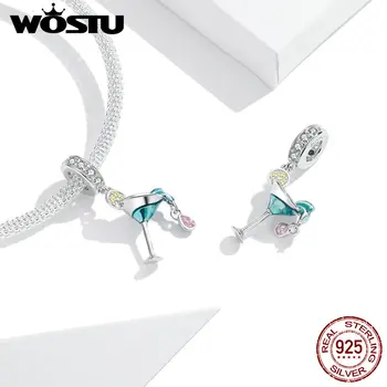 

2020 Summer Holiday Series Wostu 925 Sterling Silver Charm&Bead Cocktail Pendant Charm fit Bracelet or Necklace Gift FNC262
