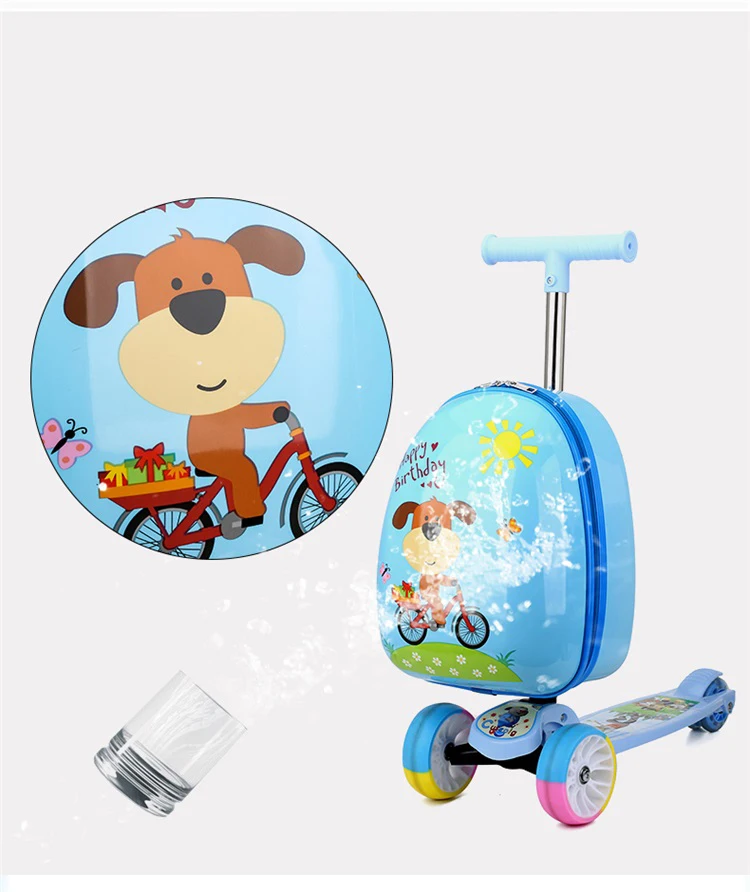 Детский Багаж скутер чемодан мультфильм путешествия носить на чемодан с колесиками ребенок милая маленькая тележка чехол прокатки багаж 16''