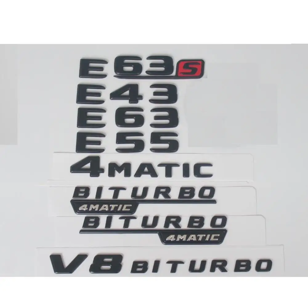 

For Mercedes Benz Black W212 W213 S213 E43 E53 E63 E63s E55 AMG Emblem V8 BITURBO 4MATIC 4MATIC+ Emblems Badges
