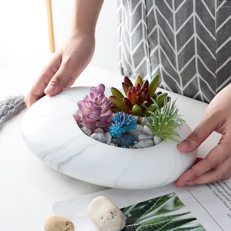 

Garden Crafts Decoration Flower Vase Flowerpots Ceramic Oval Pots Flower Container Succulent Holder Home Decoration Figurines