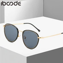 Iboode ультралегкие солнцезащитные очки TR90 для мужчин и женщин, модные круглые металлические солнцезащитные очки для вождения, мужские очки UV400, солнцезащитные очки