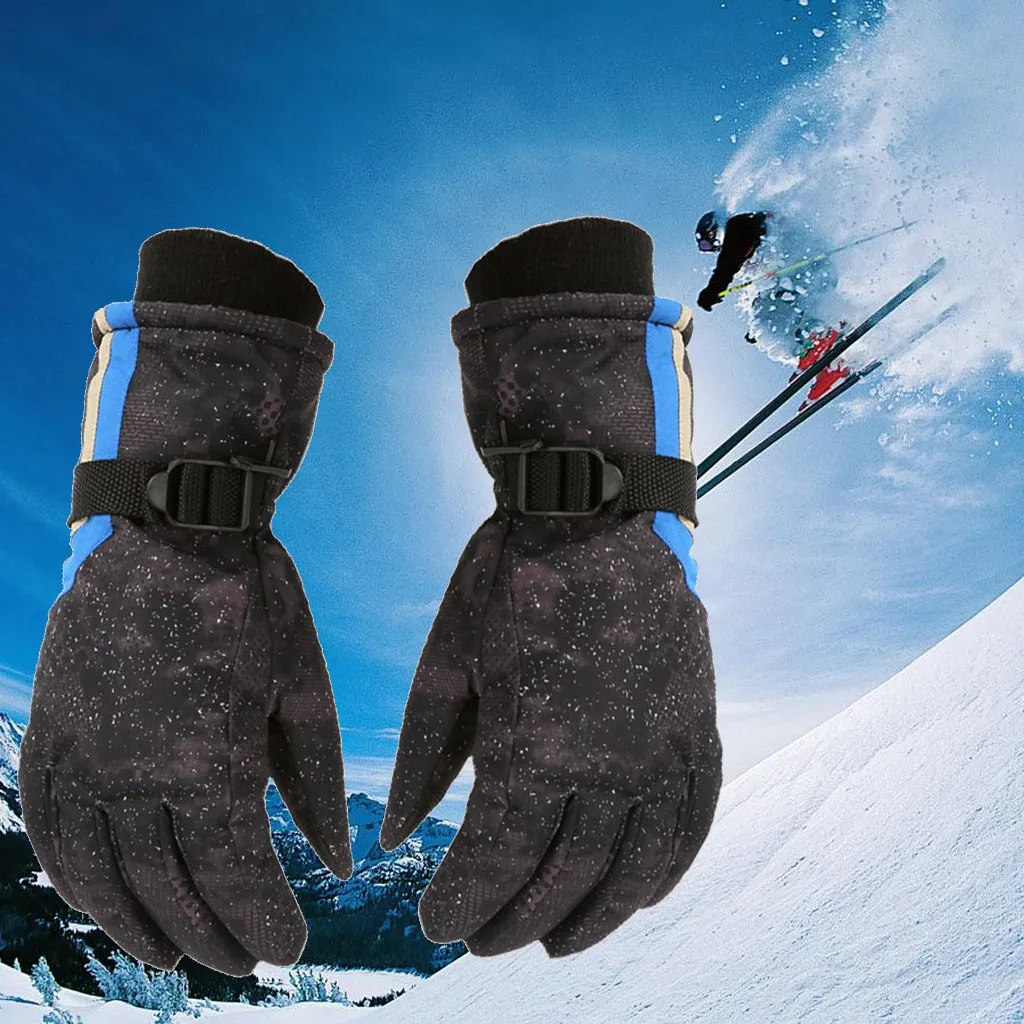 Зимние перчатки для мужчин и женщин; большие размеры; однотонные зимние лыжные перчатки для холодной погоды; теплые водонепроницаемые ветрозащитные перчатки