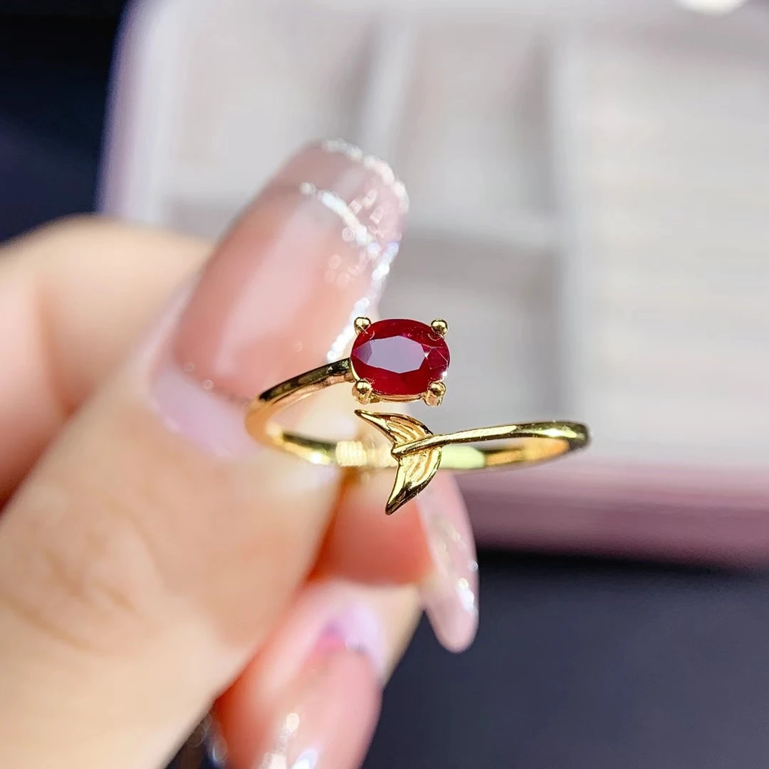 

2021 new red ruby/green emerald gemstone ring for women jewelry real 925 silver natural gem heart engagement ring good gift