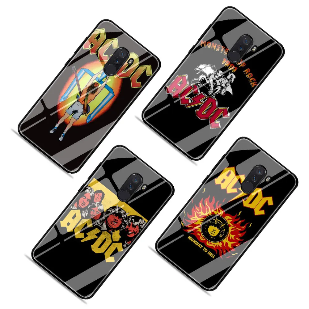 ACDC рок группа закаленное стекло чехол для Xiaomi 8 Lite A1 A2 9 Redmi Note 5 6 7 Pro 6A 4X F1