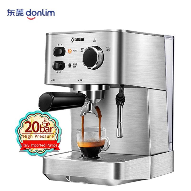 

Italian Coffee Machine Maker Semi Automatic Espresso Maker 20BAR Pump Pressure Double Cup Horn Steam Frothing Household 220V