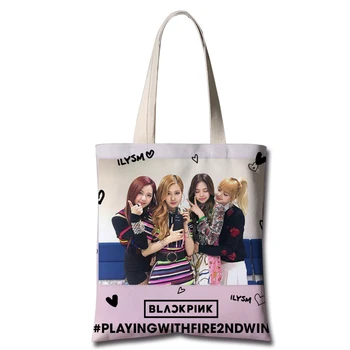 

kpop blackpink same 2020 korean new canvas Shoulder Bags Women Summer streetwear Bag Fashion Fans Shoulder Bag High Quality