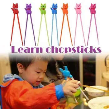 

1 Pair Chopsticks Multicolor Cute Cat Cartoon Learning Training Chopsticks For Kids Children Chinese Chopstick Learner