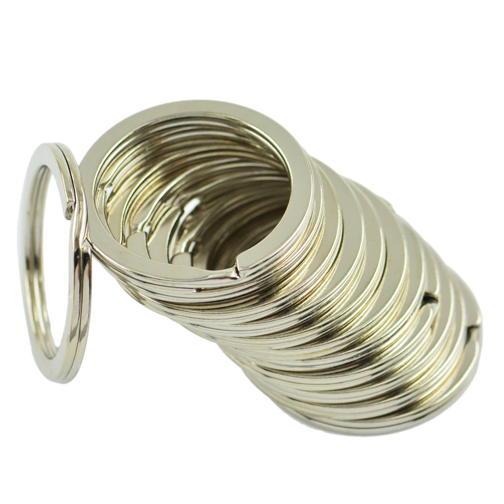 10x Keyring Flat Split Key Rings 32mm Nickel Plated Steel Hoop Loop DIY | Дом и сад