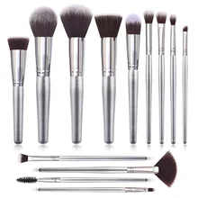 

Makeup Brushes Set 13PCS Noble Brand Shiny Silver Handle Professional Make Up Tools Foundation Blush Eyebrow Eyeshadow Brush Kit