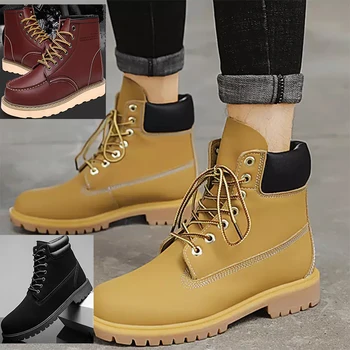 

2020 new boots men's super warm high quality winter leather shoes casual non-slip boots retro men's lace-up sports boots work sh