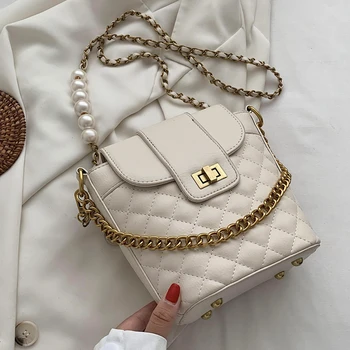 

Plaid Fashion Bucket Bag Women 2020 Mini Crossbody Bag Female Chain Tote Bag Ladies Peal PU Leather Handbags Purse Branded