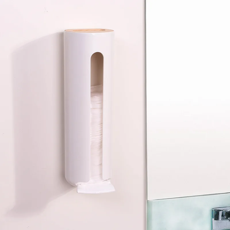 

Plastic Wall-mounted Makeup Cotton Storage Box Dustproof Household Cotton Pads Container