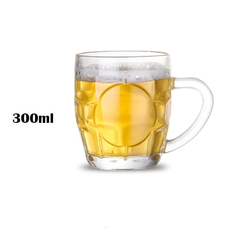 CAKEHOUD Household Glass Beer Mug With Handle Thickened Transparent Crystal Tea Cup Drink Cup Bar Party Supplies Cocktail Glass - Цвет: 1