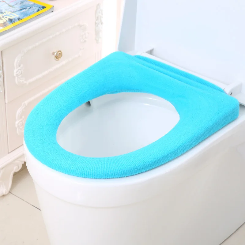 

1Pcs Washable General Purpose Polyester Toilet Seat Cover Creative Novel Knitting Keep Warm Round Toilet Mat Household Articles