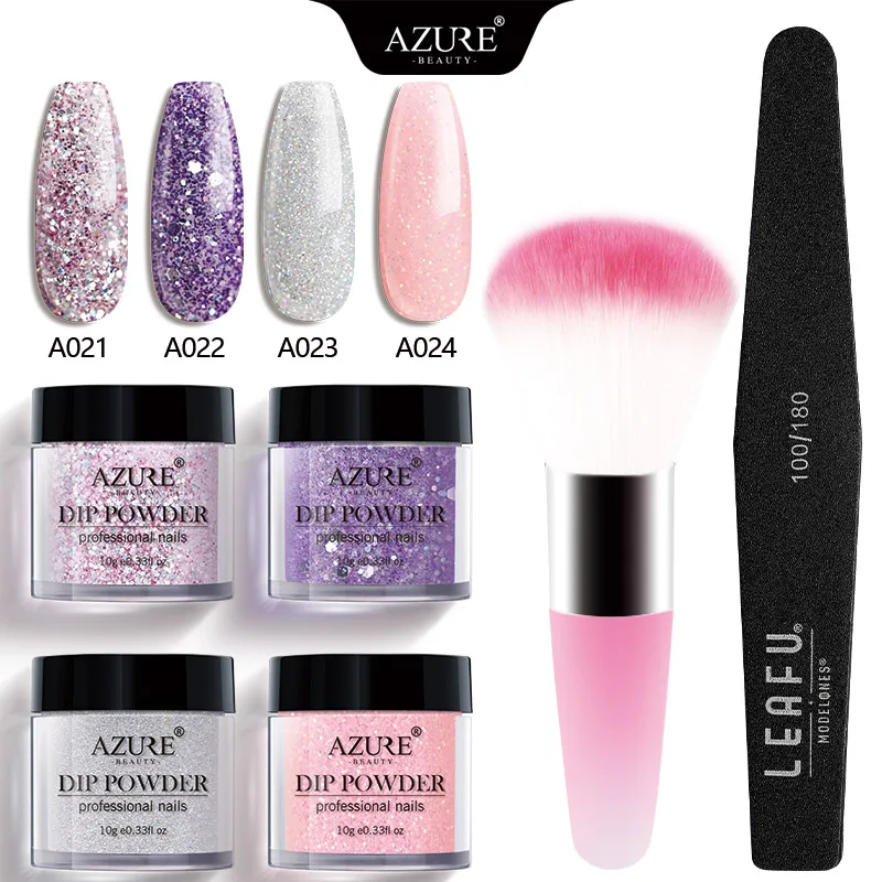 Azure beauty, 6 шт./лот, блестящая пудра, градиентная пудра, цветная пудра, блестящая пудра, нужен базовый активатор, набор кистей для маникюра - Цвет: 6