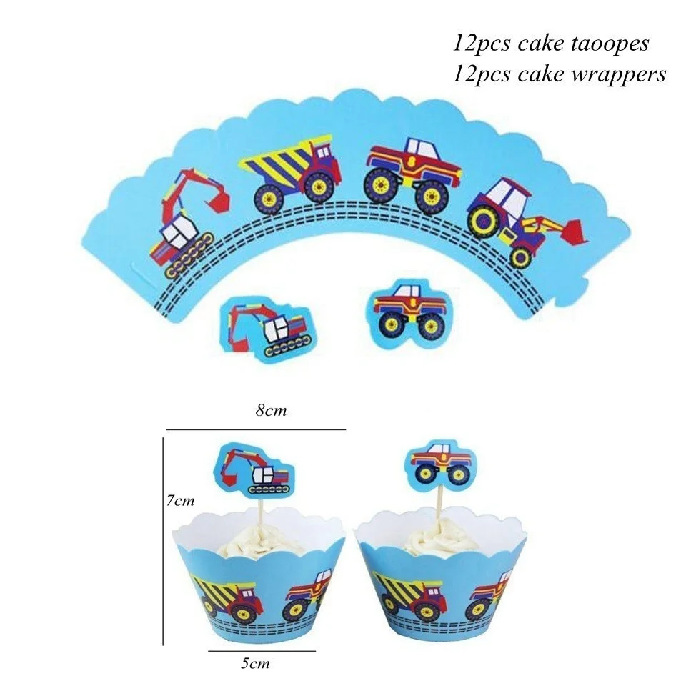 Description Picture 5 of item1Set Construction Tractor Theme Inflatable Balloons Truck Vehicle Banners Cake Decor Baby Shower Boys Birthday Party Supplies