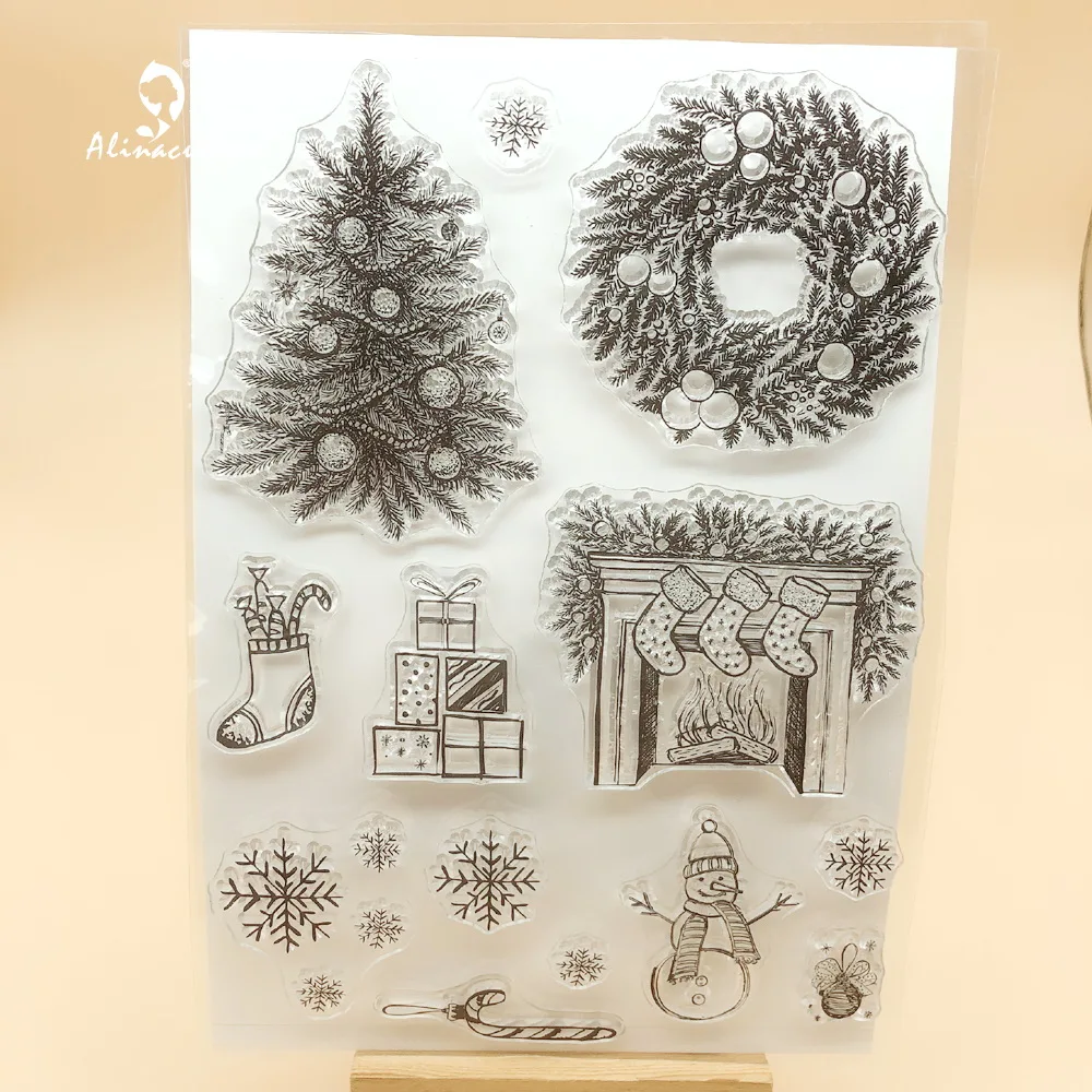 CLEAR STAMPS Christmas Wreath Tree Scrapbooking Handmade Card Album Paper Craft Rubber