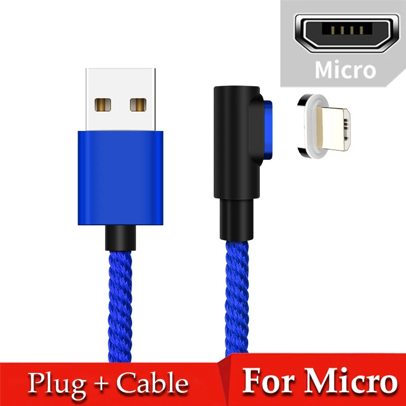 Магнитный Micro USB кабель 8 Pin USB C адаптер быстрой зарядки для iPhone Xiaomi huawei зарядное устройство Магнит Быстрой зарядки usb type C шнур - Цвет: Blue For Micro