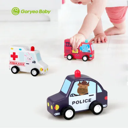 

Goryeobaby Wooden Car Toy GIRL'S And BOY'S Baby Pull Back Car Children Police Car Fire Truck Ambulance
