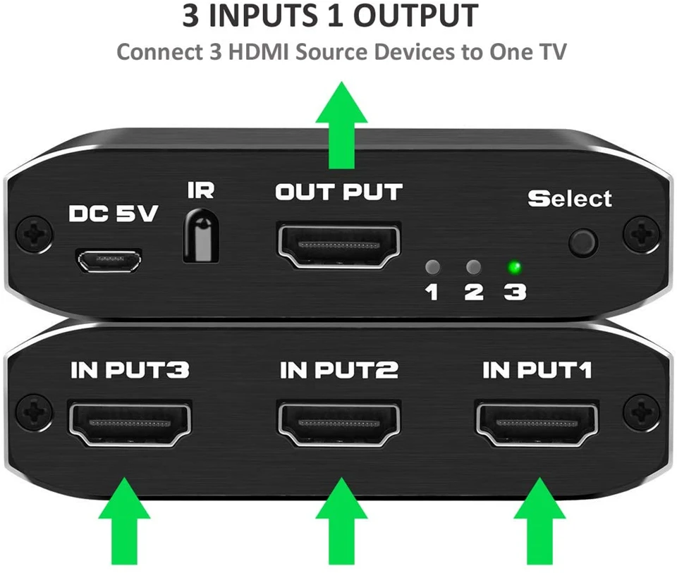 2026 Best 4K 60Hz Mini 3 Port HDMI Switch 2.0 4K Switcher HDMI Splitter 1080P HD